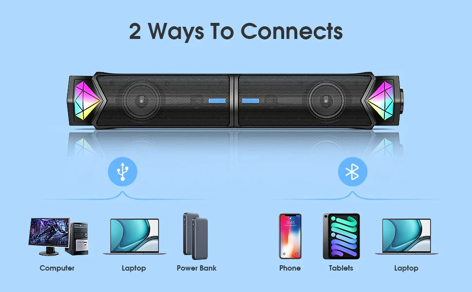 ONIKUMA L1 RGB Computer Speaker, Portable Sound Box with Inside Microphone.