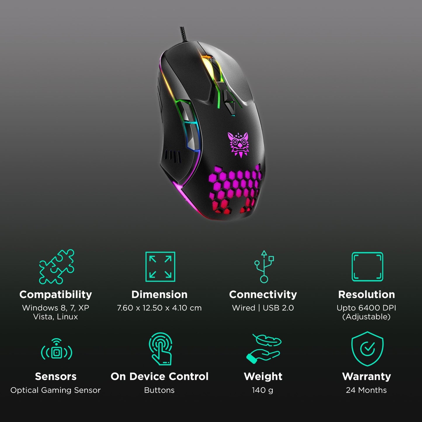 Onikuma - CW902 RGB Gaming Mouse with 7 DPI Modes