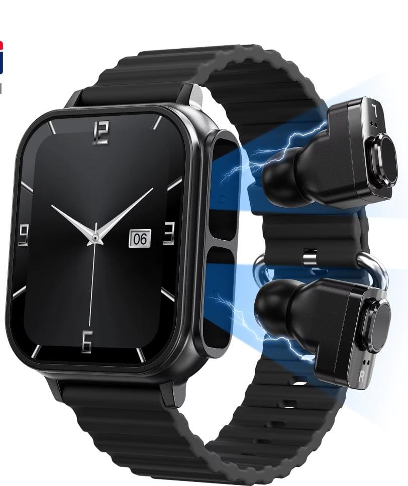 SMART WATCH WITH PODS - BLACK CASE WITH PODS