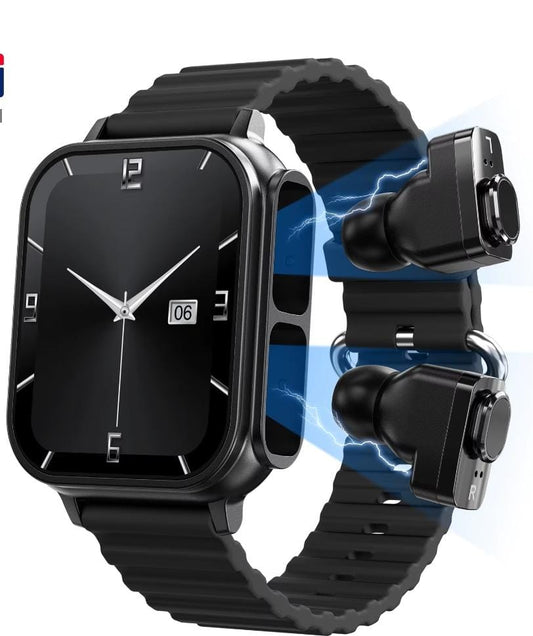 SMART WATCH WITH PODS - BLACK CASE WITH PODS