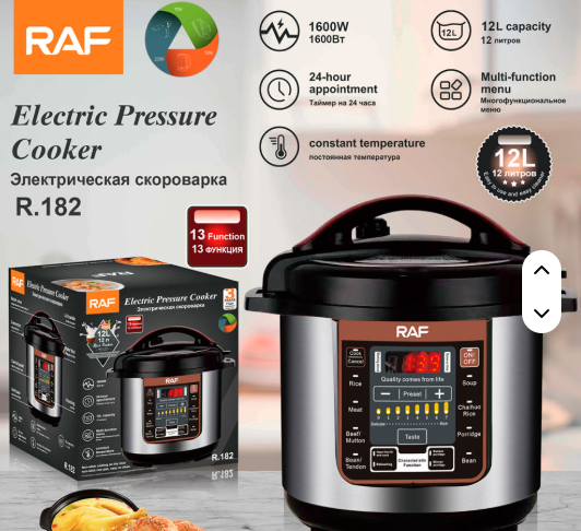 RAF R.182 12L Household Capacity Pressure Cooker Aluminium Inner Pot Electric Pressure Cooker