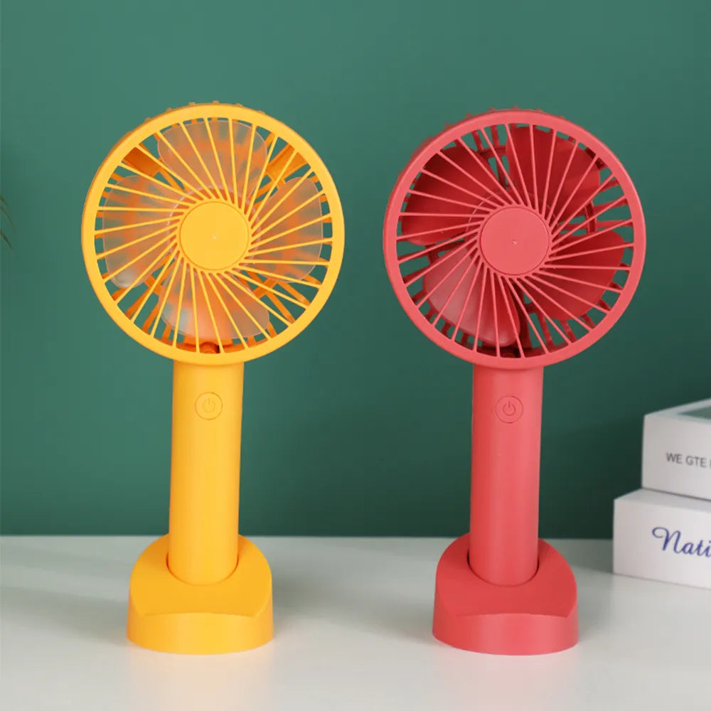 Portable Handheld Mini Fan USB Rechargeable Desktop Air Cooler For Outdoor Travel Solid Color