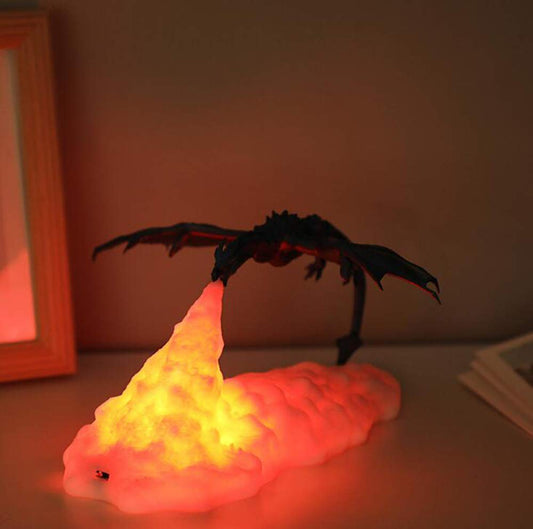 Volcano Dragon Lamps, Night Light Moon Light, Desktop Lamp for Bedroom Office Living Room (Orange)