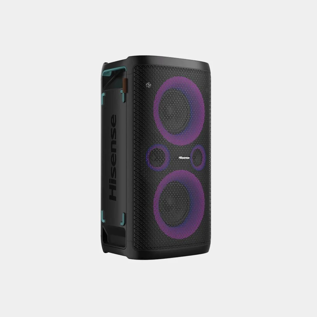 Hisense Party Rocker One Portable Bluetooth Party Speaker — 300 W Sound System with LED Lights, Mic Input & Rechargeable Battery