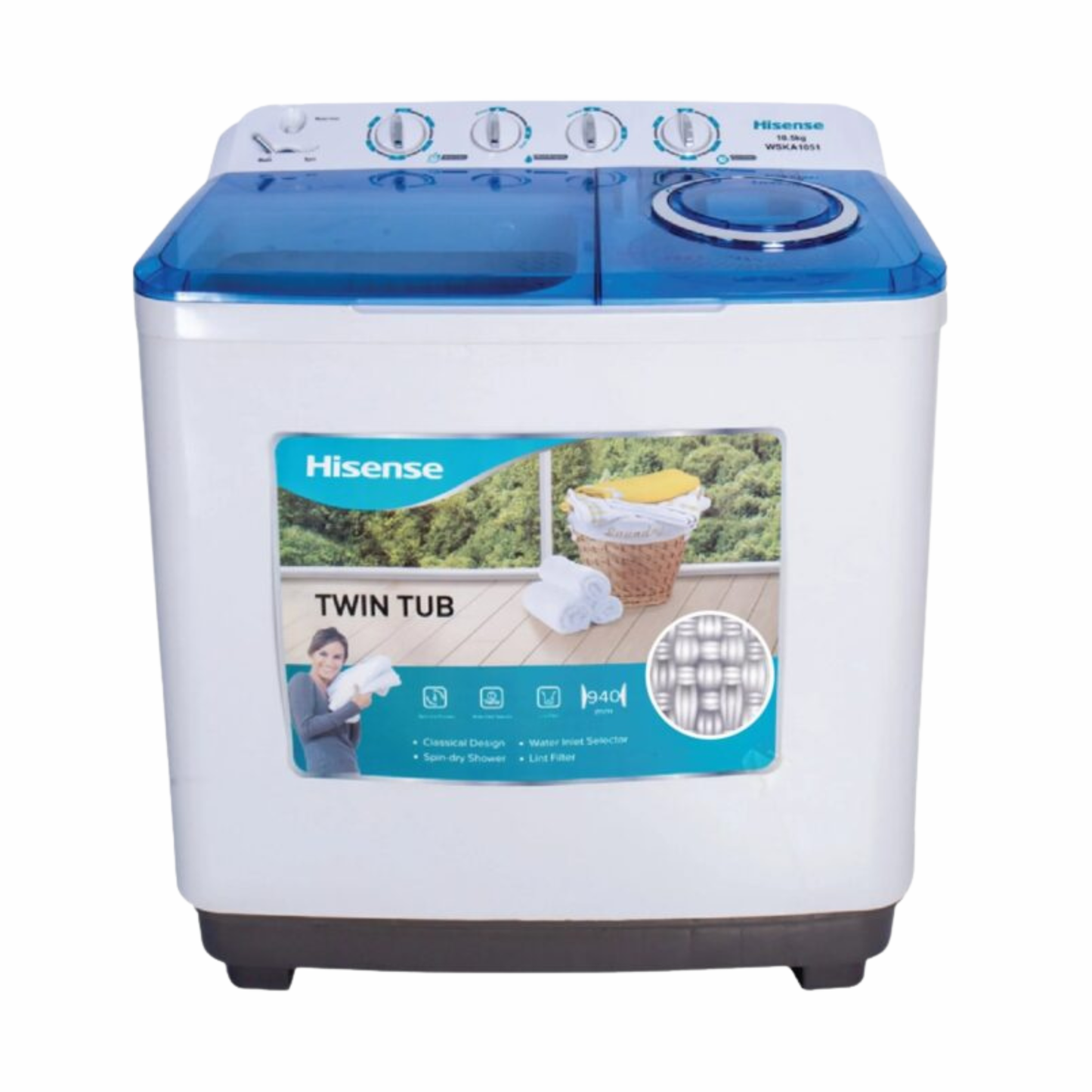HISENSE WASHING MACHINE TWIN TUB 13.5KG
