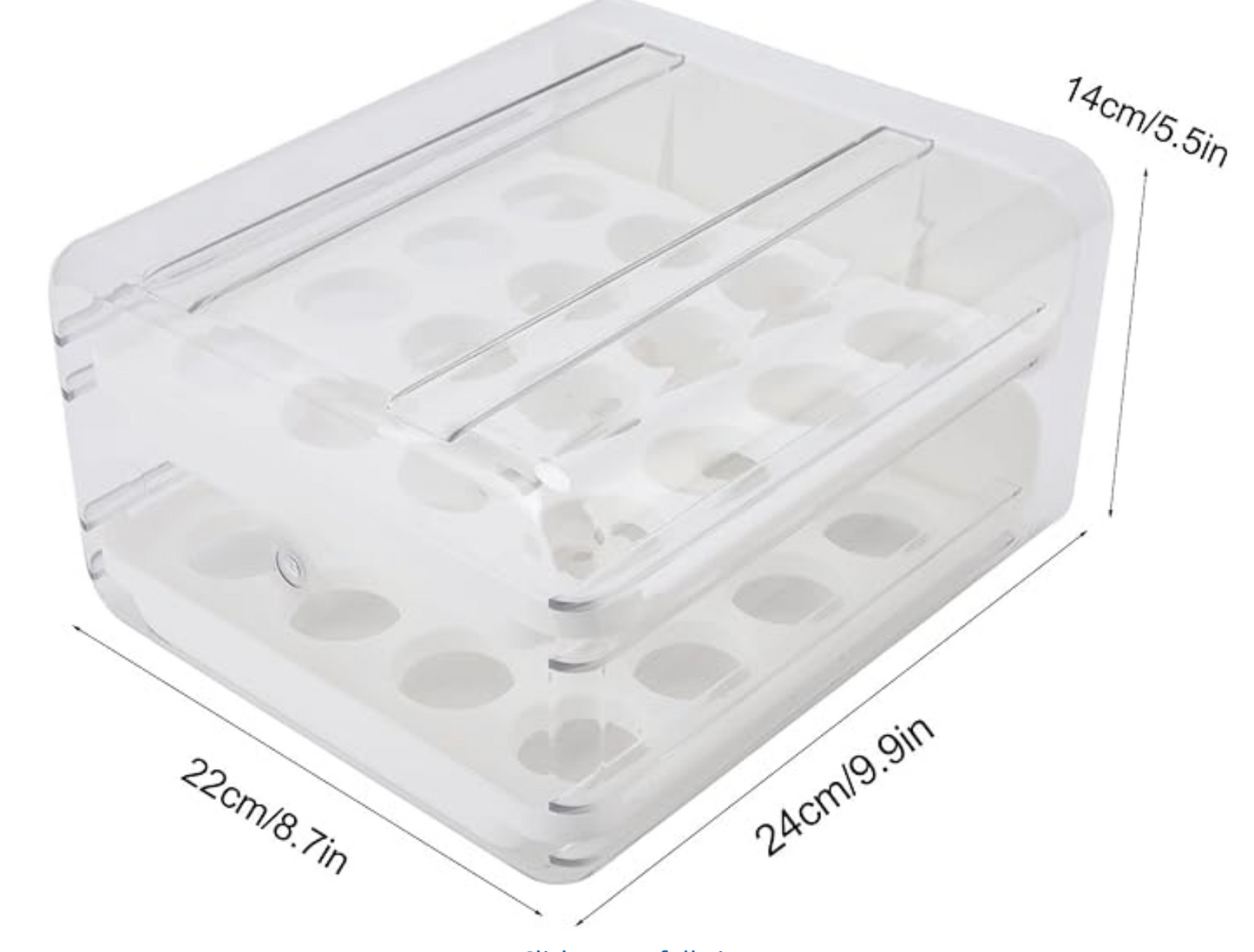 32 Grid Egg Container, Double Layer Transparent Egg Drawer Stackable Egg Holder Refrigerator Egg Tray Egg Storage for Refrigerator