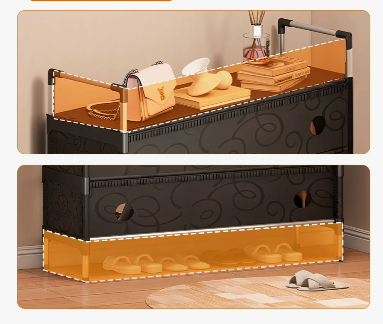 Shoe Rack Organizer 6 Tiers Dust-proof & Stainless Steel Free Standing