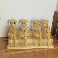 Bamboo spice rack with spoon