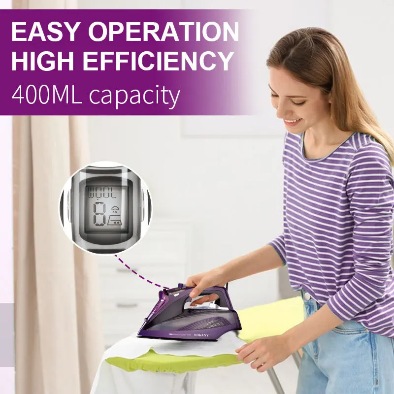 SOKANY SK-11031 Steam Iron – 2400 W • 400 ml Water Tank • Ceramic Soleplate