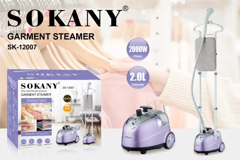 Sokany SK-12007 Professional Upright Garment Steamer – 2.0 L Water Tank, 2000 W Continuous Steam Fabric Steamer