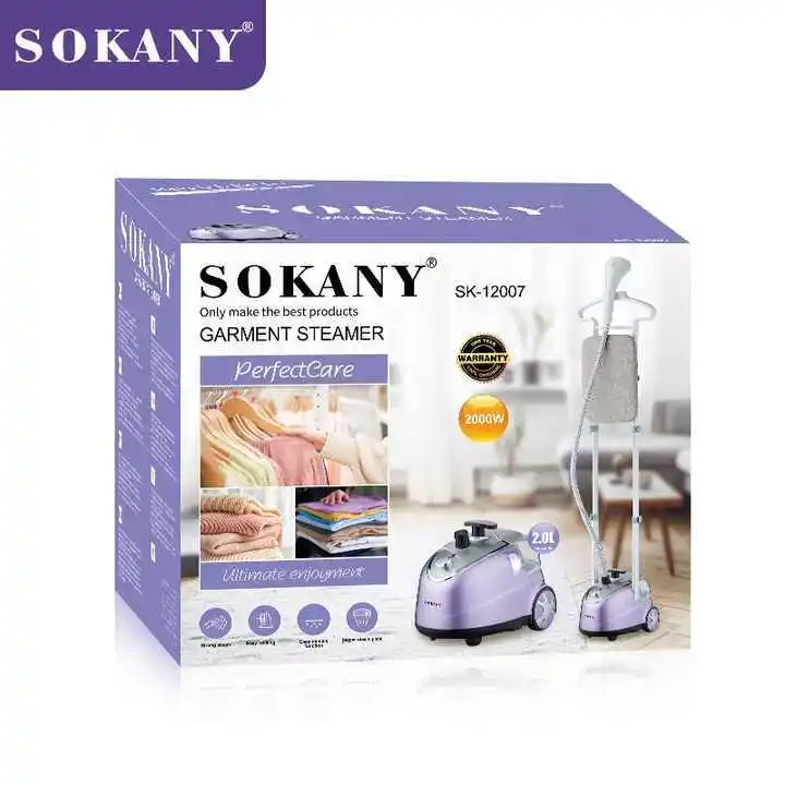 Sokany SK-12007 Professional Upright Garment Steamer – 2.0 L Water Tank, 2000 W Continuous Steam Fabric Steamer