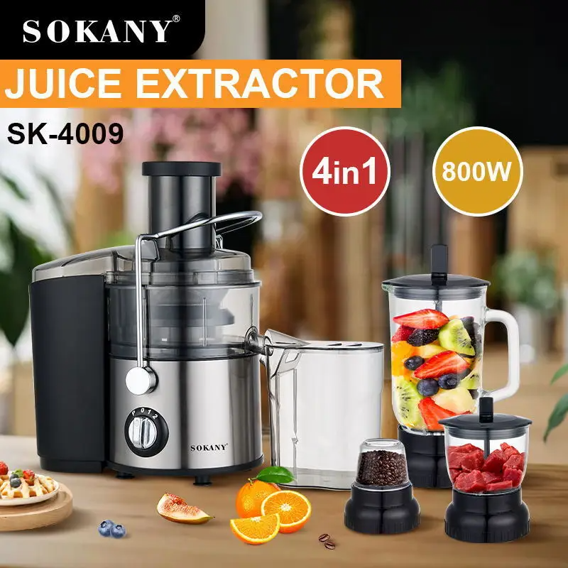 SOKANY SK-4009 4-in-1 Juicer – 800W • Multi-Function • 304 Stainless Steel Blade