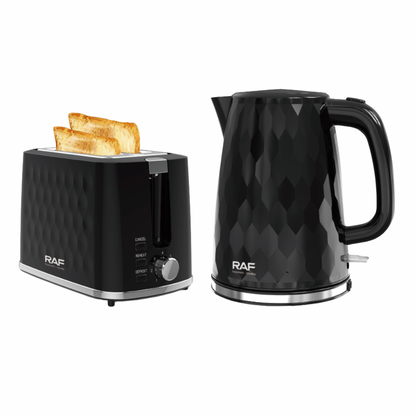 RAF R.19002 2-in-1 Breakfast Set – Electric Kettle & Toaster (Black)