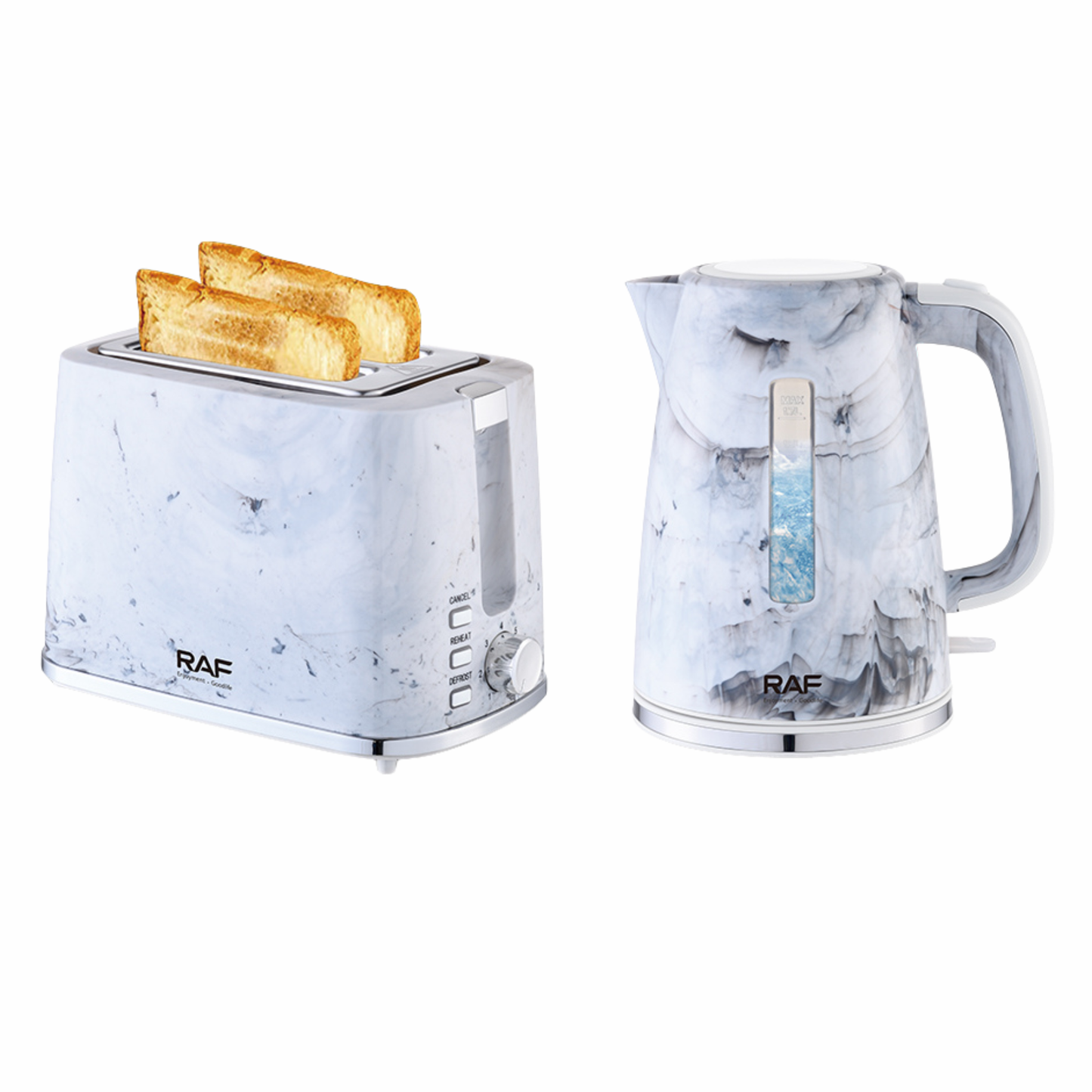 RAF R.19001 2-in-1 Breakfast Set – Electric Kettle & Toaster (White)