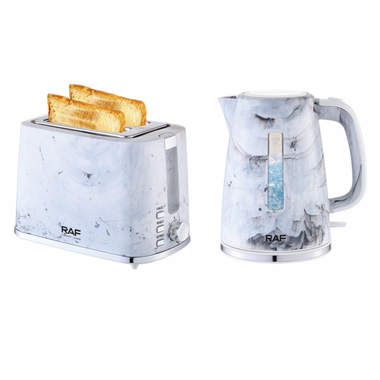 RAF R.19001 2-in-1 Breakfast Set – Electric Kettle & Toaster (White)