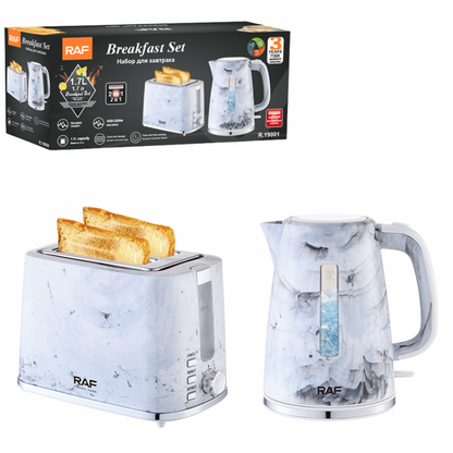 RAF R.19001 2-in-1 Breakfast Set – Electric Kettle & Toaster (White)