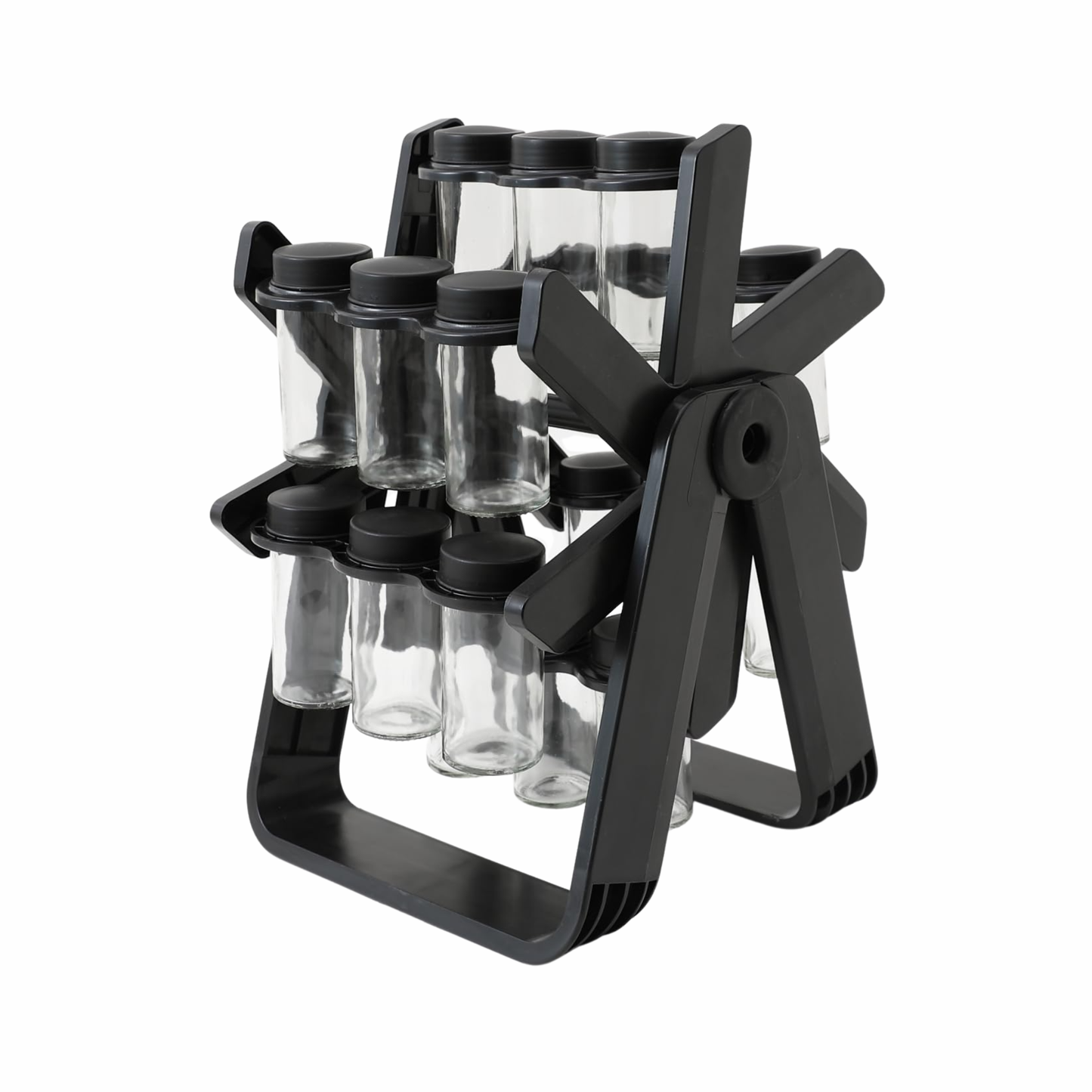 18-Jar Rotating Spice Rack with glass jars