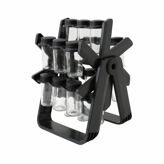 18-Jar Rotating Spice Rack with glass jars