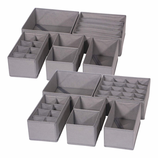 DIOMMELL 12 Pack Foldable Cloth Storage Box Closet Dresser Drawer Organizer Fabric Baskets Bins Containers Divider for Baby Clothes Underwear Bras Socks