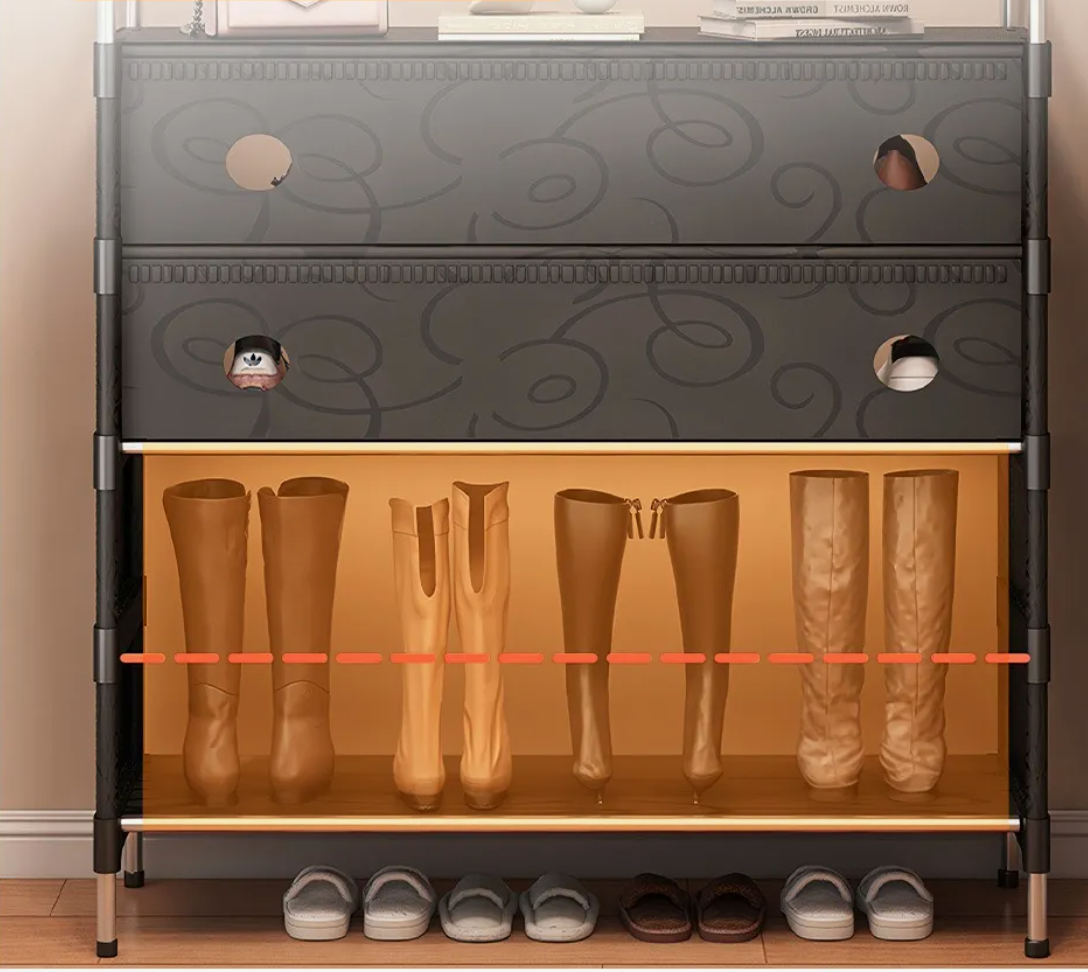 Shoe Rack Organizer 6 Tiers Dust-proof & Stainless Steel Free Standing