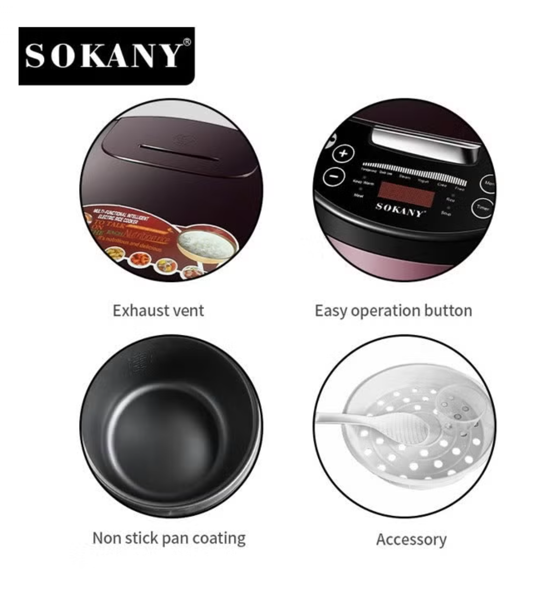 Sokany 6L Automatic Smart Digital Rice Cooker