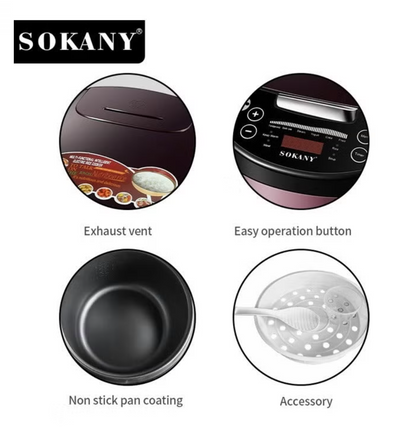 Sokany 6L Automatic Smart Digital Rice Cooker