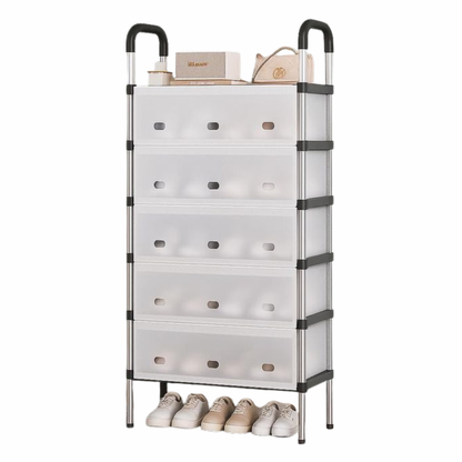 Shoe Rack Organizer 6 Tiers Dust-proof & Stainless Steel Free Standing