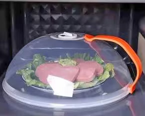 Vent microwave food cover with detachable handle