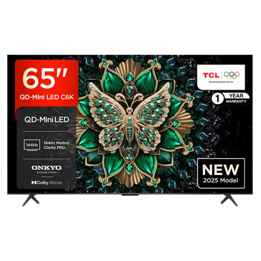 TCL 65″ C6K 144Hz Premium QD-MiniLED 4K Google TV – 65C6K (2025)